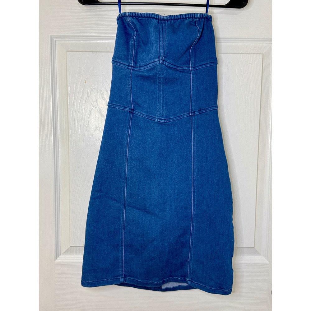 Tinsel Town Strapless Denim Mini Dress Women‎ Medium Blue NEW Corset Bodycon Zip